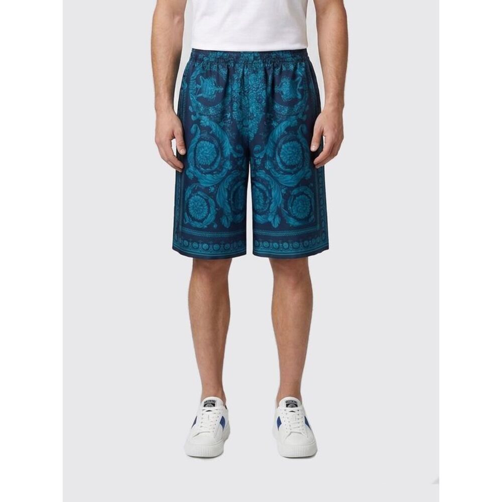 Versace Men Versace Baroque Print Silk Shorts